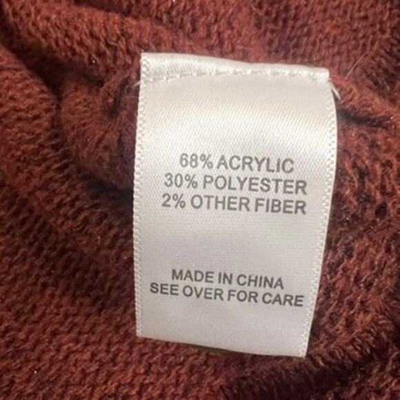 Fortune + Ivy Raiden Tab Open Front Cardigan Sweater Size Medium Maroon Academia - Picture 9 of 12